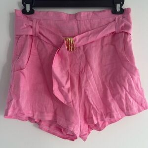 Elegant High Waist Pink Women's Shorts